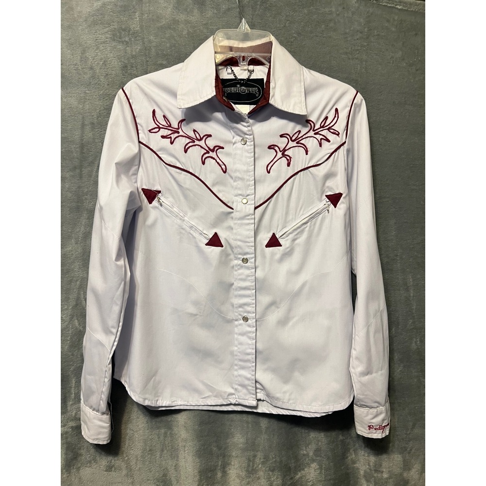 Pedigree Western Shirt S Cowgirl Pearl Snap Embroidered Rodeo Rockabilly Boho